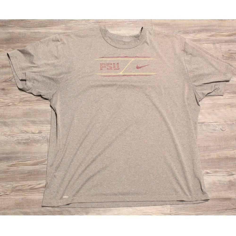 Nike FSU Florida State Seminoles T-Shirt Mens XL Heather Gray Nike Fit Poly Tee